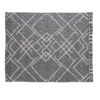 Charcoal and Off White Geometric Twin Cotton Coverlet With Fringe