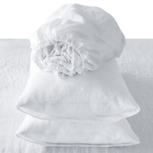 Four Piece White Linen Twin Sheet Set