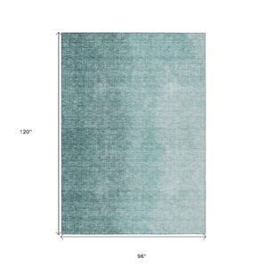 8' X 10' Teal Blue And Aqua Abstract Washable Indoor Outdoor Area Rug