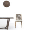 Set Of Two Cream And Brown Upholstered Fabric Cross Back Side Chairs