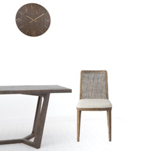 Set Of Two Cream And Brown Upholstered Fabric Cross Back Side Chairs