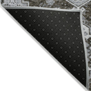 8' X 10' Brown And Gray Medallion Washable Indoor Outdoor Area Rug