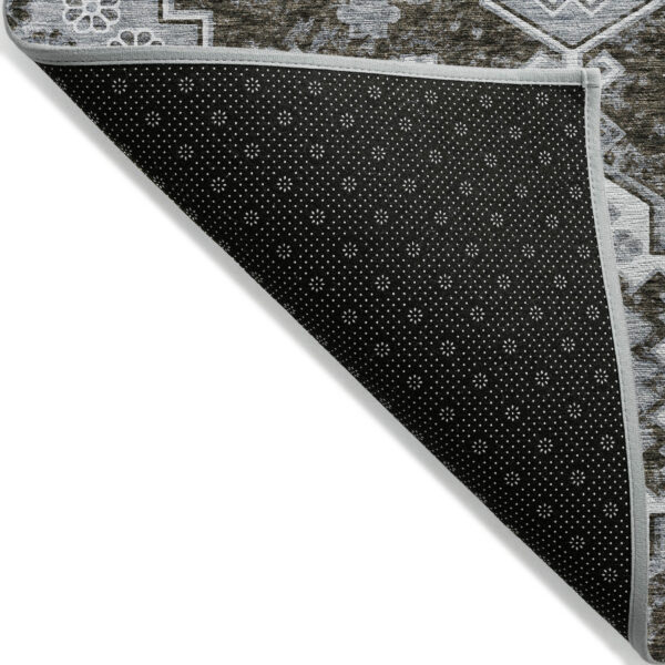 8' X 10' Brown And Gray Medallion Washable Indoor Outdoor Area Rug