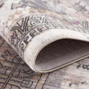 9' x 12' Brown and Ivory Oriental Power Loom Washable Non Skid Area Rug