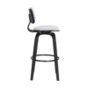 30" Light Gray And Black Fabric Swivel Low Back Bar Height Bar Chair