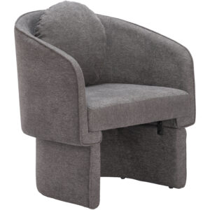 28" Gray Upholstered Club Chair And Toss Pillow