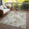 10' X 14' Beige Ivory And Tan Abstract Washable Indoor Outdoor Area Rug