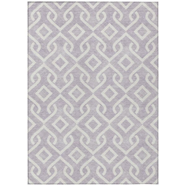 10' X 14' Lavender And Ivory Geometric Washable Indoor Outdoor Area Rug