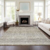 8' X 10' Taupe Gray And Beige Striped Washable Indoor Outdoor Area Rug