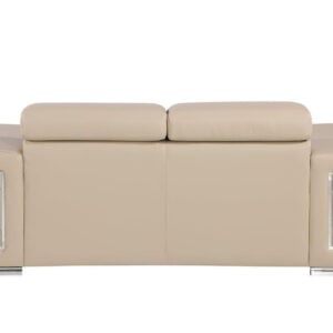 71" Beige And Silver Genuine Leather Love Seat