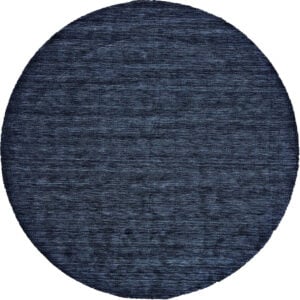 8' Blue Round Wool Hand Woven Stain Resistant Area Rug