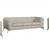 Three Piece Indoor Beige Italian Leather Six Person Seating Set