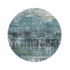8' Blue and Green Round Abstract Non Skid Area Rug