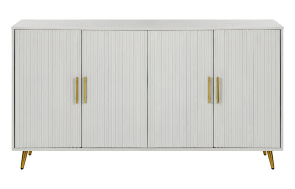60" White Ribbed Texture Sideboard with Four Doors