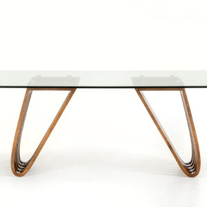 30" Walnut Wood And Glass Dining Table