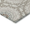 10' X 14' Beige Brown And Teal Blue Floral Medallion Washable Indoor Outdoor Area Rug
