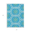 10' X 14' Ivory And Sky Blue Floral Medallion Washable Indoor Outdoor Area Rug
