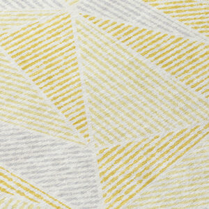 8' Gold Gray And Wheat Round Geometric Washable Indoor Outdoor Area Rug