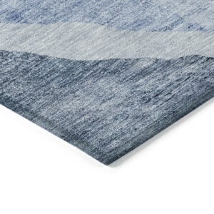 8' X 10' Navy Blue And Sky Blue Abstract Washable Indoor Outdoor Area Rug
