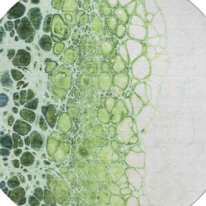8' Green And Mint Green Round Abstract Washable Indoor Outdoor Area Rug