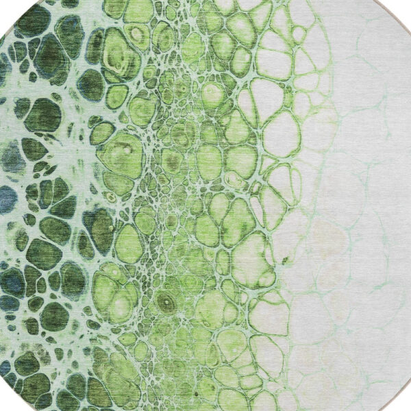 8' Green And Mint Green Round Abstract Washable Indoor Outdoor Area Rug