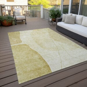8' X 10' Gold Wheat And Beige Abstract Washable Indoor Outdoor Area Rug