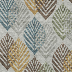 5' X 8' Gray Silver And Teal Blue Floral Washable Indoor Outdoor Area Rug