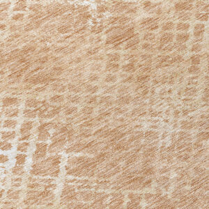 8' Coral Ivory And Peach Round Geometric Washable Indoor Outdoor Area Rug