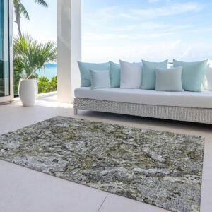 8' X 10' Brown Beige And Tan Abstract Washable Indoor Outdoor Area Rug