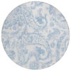 8' Sky Blue Denim Blue And Ivory Round Paisley Washable Indoor Outdoor Area Rug