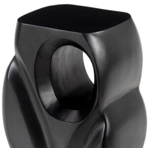 16" Black Solid Wood Abstract Figurine End Table
