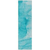 8' Runner Teal Abstract Washable Non Skid Indoor Outdoor Runner Rug
