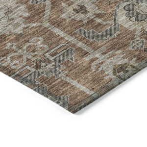 3' X 5' Brown Gray And Charcoal Oriental Washable Indoor Outdoor Area Rug