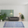 8' x 10' Blue and Silver Wool Striped Hand KNotted Area Rug