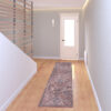 8' Blue and Red Floral Power Loom Distressed Washable Runner Rug
