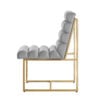 Set of Two Tufted Gray And Gold Upholstered Velvet Dining Side Chairs