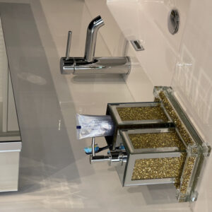 Three Piece Clear and Gold Mirrored Glass Bling Bathroom Accessory Set
