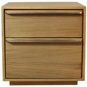 24" Oak Two Drawer Wood Nightstand With Storage