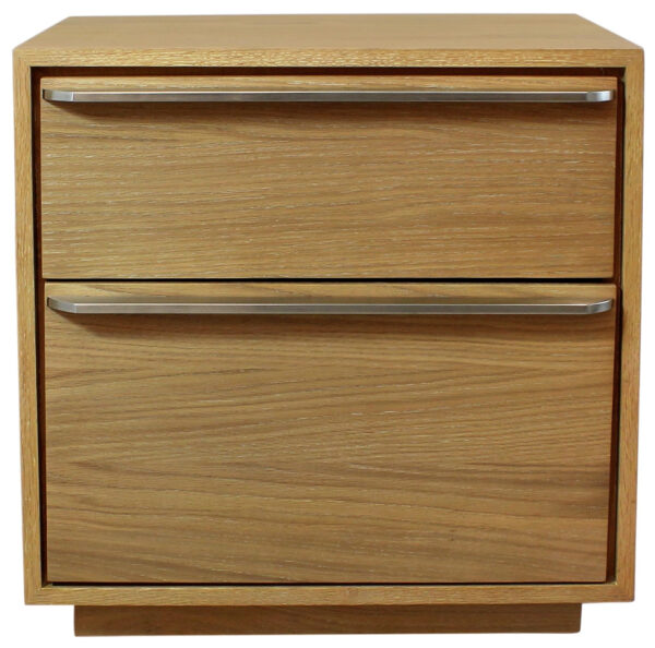 24" Oak Two Drawer Wood Nightstand With Storage