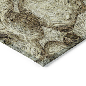 9' X 12' Beige Taupe And Brown Abstract Washable Indoor Outdoor Area Rug