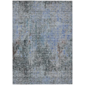 10' X 14' Gray Charcoal And Blue Abstract Washable Indoor Outdoor Area Rug