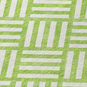8' Lime Green And Ivory Round Geometric Washable Indoor Outdoor Area Rug