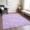 10' X 14' Lavender And Lilac Floral Washable Indoor Outdoor Area Rug