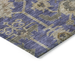 9' X 12' Purple Beige And Taupe Oriental Washable Indoor Outdoor Area Rug