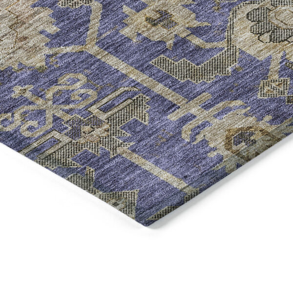 9' X 12' Purple Beige And Taupe Oriental Washable Indoor Outdoor Area Rug