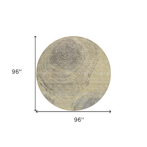 8' Beige Taupe And Gray Round Abstract Washable Indoor Outdoor Area Rug