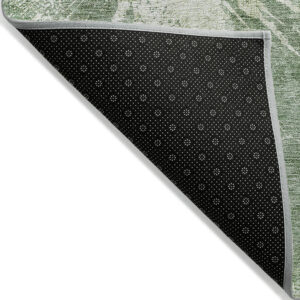 9' X 12' Fern Green And Artichoke Green Abstract Washable Indoor Outdoor Area Rug