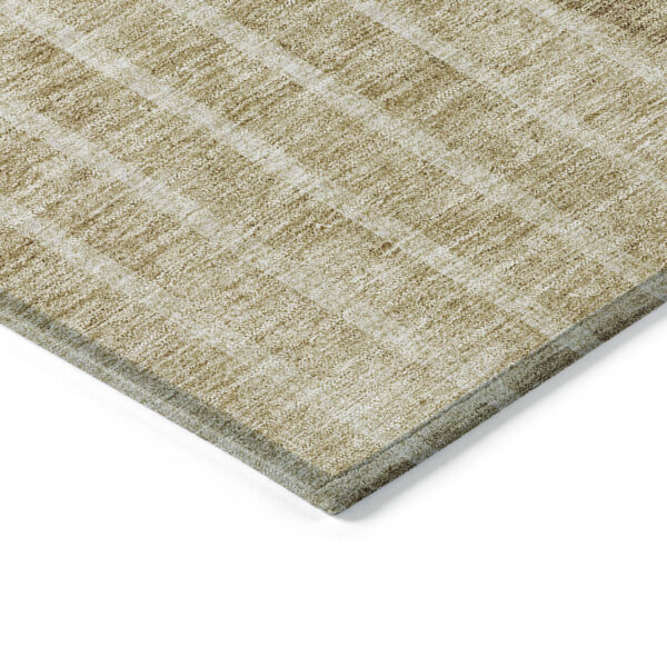 5' X 8' Brown Taupe And Ivory Striped Washable Indoor Outdoor Area Rug
