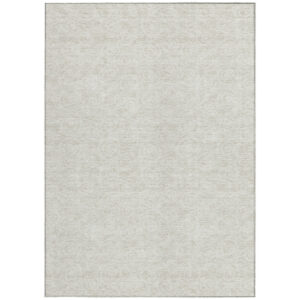 9' X 12' Ivory And Beige Geometric Washable Indoor Outdoor Area Rug