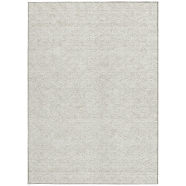 9' X 12' Ivory And Beige Geometric Washable Indoor Outdoor Area Rug